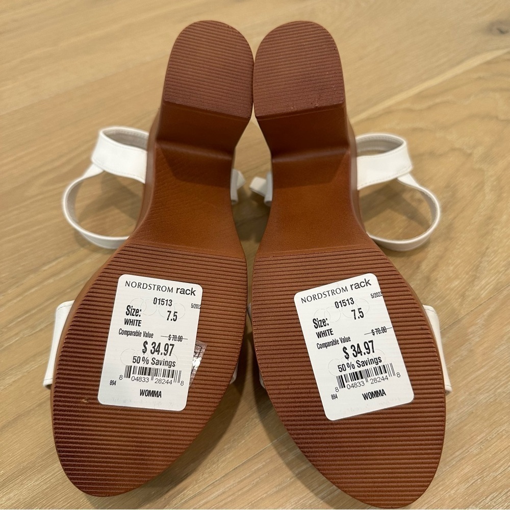 Nicole Miller Brown White Platform Heels Sandals Womens size 7.5 Casual Summer - Picture 6 of 12